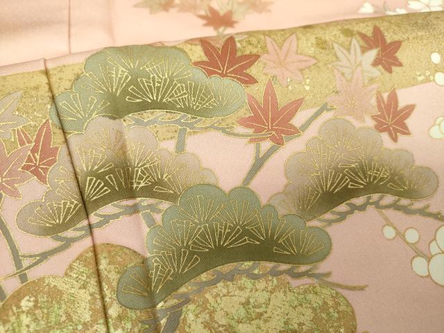 平和屋着物●訪問着　駒刺繍　松竹梅　流水雲取り花文　暈し染め　金彩　正絹　逸品　DABG8477ps