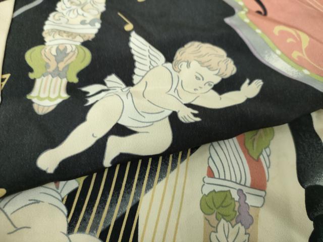 平和屋着物●上質な長襦袢　無双仕立て　半衿刺繍　ビーズ　楽器　天使　エンジェル　正絹　逸品　DABG8479ps