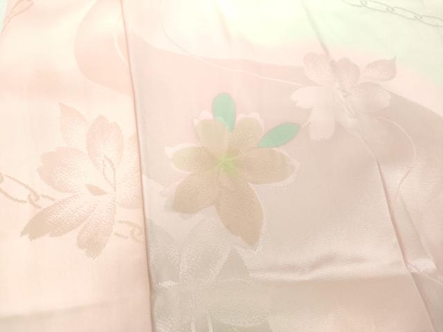 平和屋着物●振袖用長襦袢　無双仕立て　舞花地紋　暈し染め　正絹　逸品　未使用　DABG8482ps