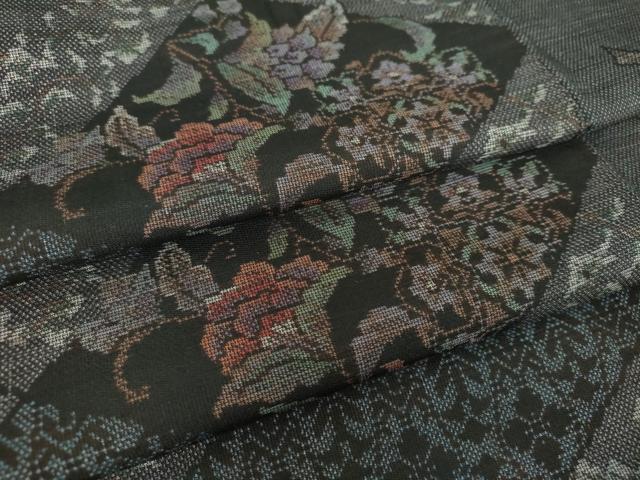平和屋着物●本場大島紬　9マルキ　切嵌正倉院更紗花文　正絹　逸品　DABG8483ps