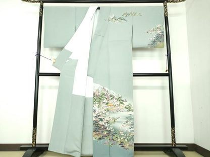 平和屋着物●訪問着　友禅　風景花文　京都きもの友禅扱い　正絹　逸品　DABG8484ps
