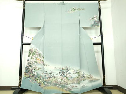 平和屋着物●訪問着　友禅　風景花文　京都きもの友禅扱い　正絹　逸品　DABG8484ps