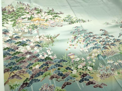 平和屋着物●訪問着　友禅　風景花文　京都きもの友禅扱い　正絹　逸品　DABG8484ps