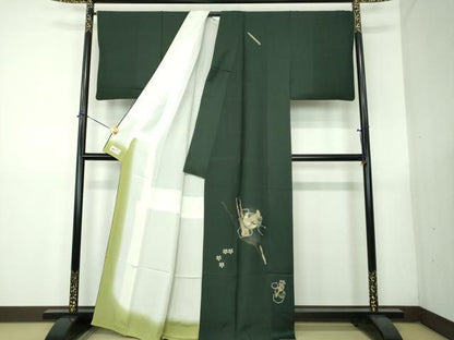 平和屋着物●訪問着　駒刺繍　楽器桜鳥文　金銀彩　やまと誂製　正絹　逸品　DABG8487ps