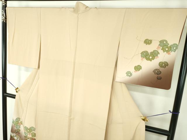 平和屋着物●訪問着　作家物　手描き　葡萄蔦の葉文　地紙重ね花文　暈し染め　金銀彩　正絹　逸品　DABG8489ps