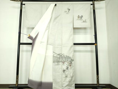平和屋着物●本場縞大島紬　訪問着　作家物　手描き　童子遊び　正絹　逸品　DABG8493ps