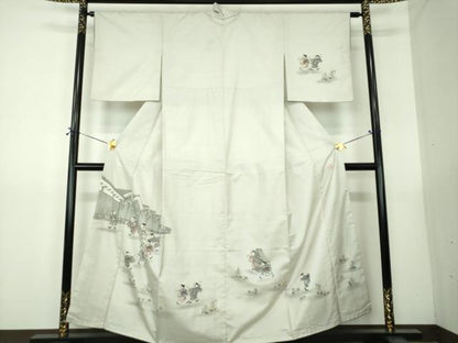 平和屋着物●本場縞大島紬　訪問着　作家物　手描き　童子遊び　正絹　逸品　DABG8493ps