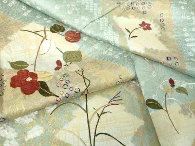 平和屋着物●訪問着　刺繍　絞り　松皮菱花文　金彩　正絹　逸品　DABG8496ps