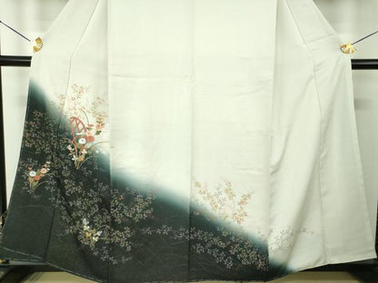 平和屋着物●訪問着　刺繍　籬草花文　暈し染め　金彩　正絹　逸品　未使用　DABG8498ps