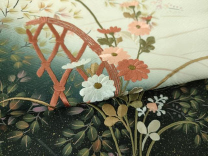 平和屋着物●訪問着　刺繍　籬草花文　暈し染め　金彩　正絹　逸品　未使用　DABG8498ps