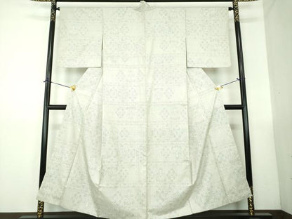 平和屋着物●本場大島紬　白大島　7マルキ　洋花文　正絹　逸品　DABG8504ps
