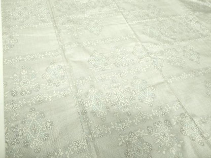 平和屋着物●本場大島紬　白大島　7マルキ　洋花文　正絹　逸品　DABG8504ps