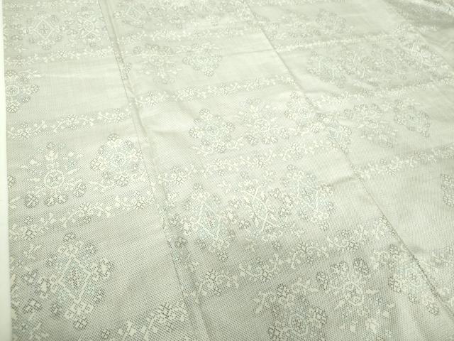 平和屋着物●本場大島紬　白大島　7マルキ　洋花文　正絹　逸品　DABG8504ps