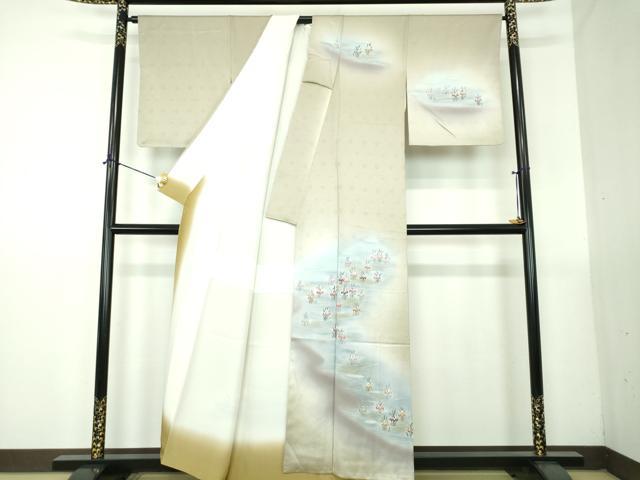平和屋着物●訪問着　刺繍　杜若　暈し染め　正絹　逸品　未使用　DABG8505ps