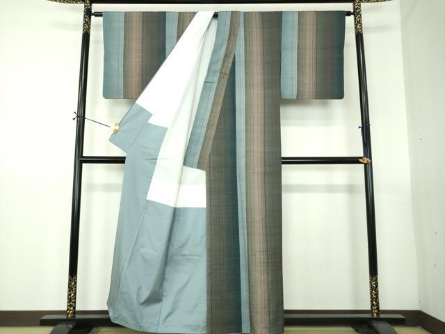 平和屋着物●上質な紬　変わり間道　正絹　逸品　DABG8507ps