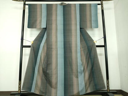 平和屋着物●上質な紬　変わり間道　正絹　逸品　DABG8507ps