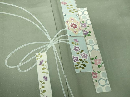 平和屋着物●訪問着　友禅　結び紐花鳥文　正絹　逸品　DABG8512ps