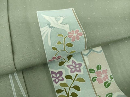 平和屋着物●訪問着　友禅　結び紐花鳥文　正絹　逸品　DABG8512ps