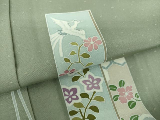 平和屋着物●訪問着　友禅　結び紐花鳥文　正絹　逸品　DABG8512ps
