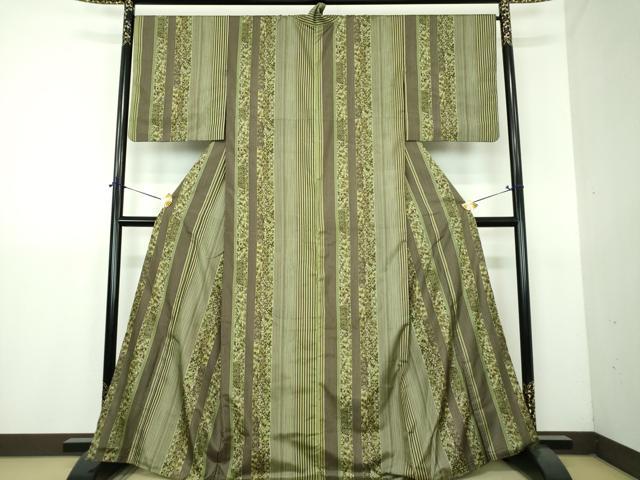 平和屋着物●本場染大島紬　更紗花間道　正絹　逸品　DABG8514ps