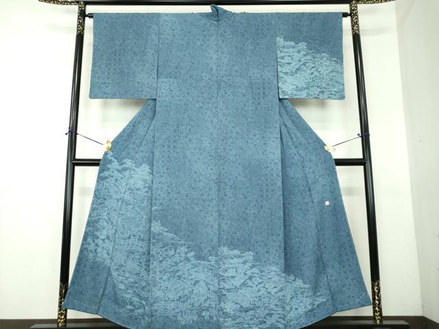 平和屋着物●江戸小紋　訪問着　渡橋風景花文　竜田川　やまと誂製　正絹　逸品　未使用　DABG8515ps