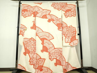 平和屋着物●豪華振袖　総絞り　扇面花文　正絹　逸品　DABG8518ps