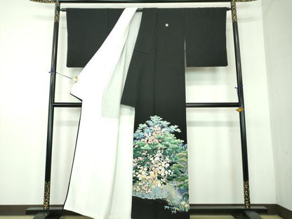平和屋着物●豪華黒留袖　友禅　作家物　水辺風景　暈し染め　正絹　逸品　DABG8525ps