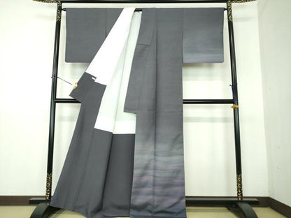 平和屋着物●石川県指定無形文化財　牛首紬　白山工房　手織り　訪問着　霞文　正絹　逸品　DABG8528ps