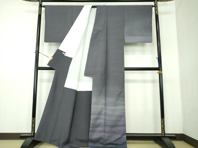 平和屋着物●石川県指定無形文化財　牛首紬　白山工房　手織り　訪問着　霞文　正絹　逸品　DABG8528ps