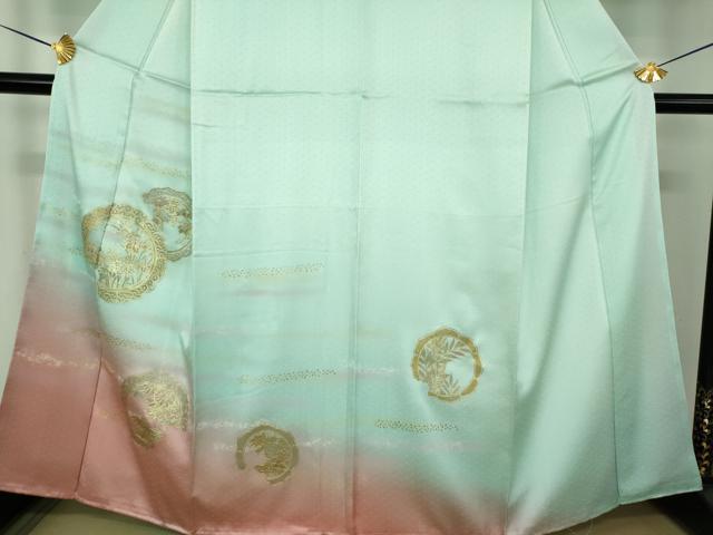平和屋着物●訪問着　葡萄蔦の葉文　吉祥花文　暈し染め　金彩　正絹　逸品　未使用　DABG8529ps