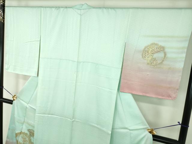平和屋着物●訪問着　葡萄蔦の葉文　吉祥花文　暈し染め　金彩　正絹　逸品　未使用　DABG8529ps