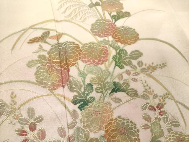 平和屋着物●訪問着　作家物　菊文　暈し染め　金彩　正絹　逸品　DABG8531ps