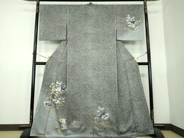 平和屋着物●訪問着　地紙花文　たたき染め　金銀彩　さが美扱い　正絹　逸品　DABG8534ps