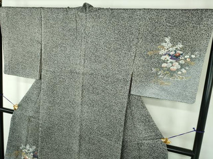 平和屋着物●訪問着　地紙花文　たたき染め　金銀彩　さが美扱い　正絹　逸品　DABG8534ps