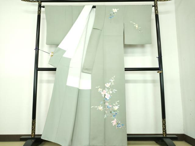 平和屋着物●本加賀友禅作家　南克治　訪問着　枝花文　正絹　逸品　DABG8535ps