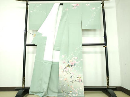 平和屋着物●訪問着　友禅　作家物　枝垂れ花　枝花文　暈し染め　正絹　逸品　DABG8536ps