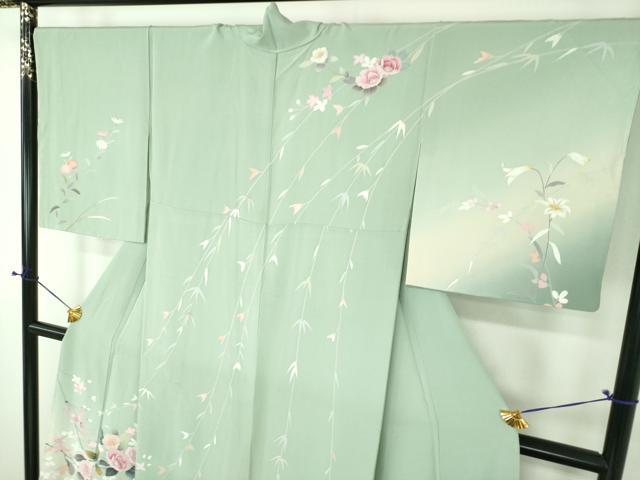 平和屋着物●訪問着　友禅　作家物　枝垂れ花　枝花文　暈し染め　正絹　逸品　DABG8536ps
