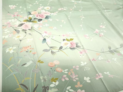 平和屋着物●訪問着　友禅　作家物　枝垂れ花　枝花文　暈し染め　正絹　逸品　DABG8536ps