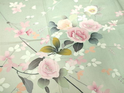 平和屋着物●訪問着　友禅　作家物　枝垂れ花　枝花文　暈し染め　正絹　逸品　DABG8536ps