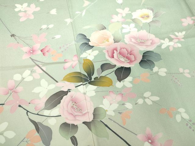 平和屋着物●訪問着　友禅　作家物　枝垂れ花　枝花文　暈し染め　正絹　逸品　DABG8536ps