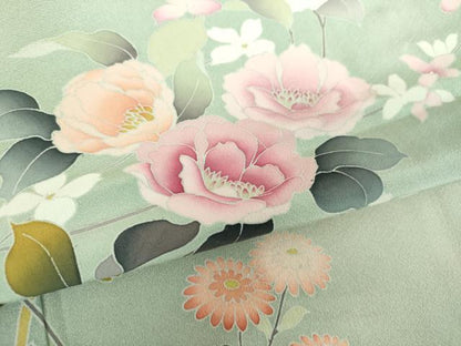 平和屋着物●訪問着　友禅　作家物　枝垂れ花　枝花文　暈し染め　正絹　逸品　DABG8536ps