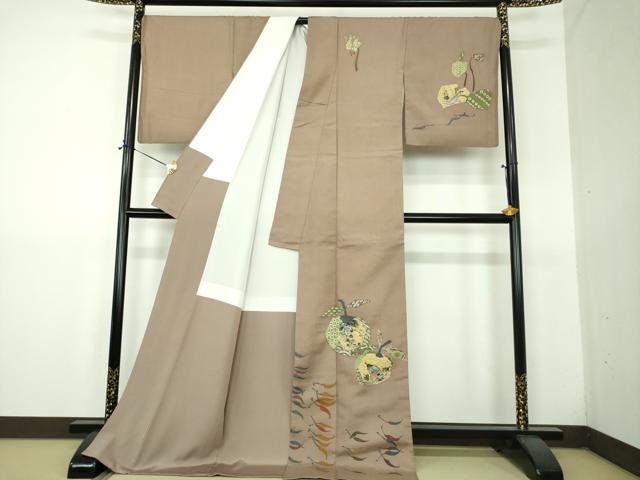 平和屋着物●訪問着　紬地　作家物　絞り　成り物　ロング丈　正絹　逸品　DABG8538ps