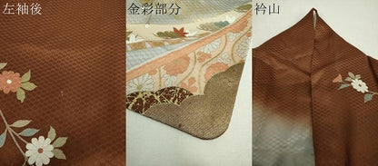 平和屋着物●訪問着　駒刺繍　枝垂れ桜　吉祥花熨斗文　暈し染め　金彩　正絹　逸品　DABG8540ps