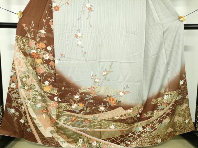 平和屋着物●訪問着　駒刺繍　枝垂れ桜　吉祥花熨斗文　暈し染め　金彩　正絹　逸品　DABG8540ps