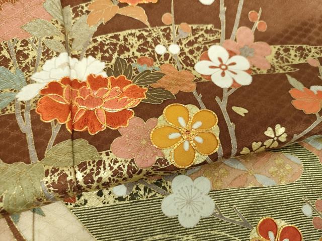 平和屋着物●訪問着　駒刺繍　枝垂れ桜　吉祥花熨斗文　暈し染め　金彩　正絹　逸品　DABG8540ps