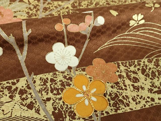 平和屋着物●訪問着　駒刺繍　枝垂れ桜　吉祥花熨斗文　暈し染め　金彩　正絹　逸品　DABG8540ps