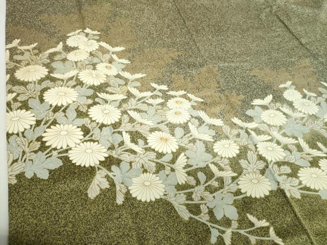 平和屋着物●訪問着　駒刺繍　菊文　たたき染め　金彩　正絹　逸品　DABG8541ps