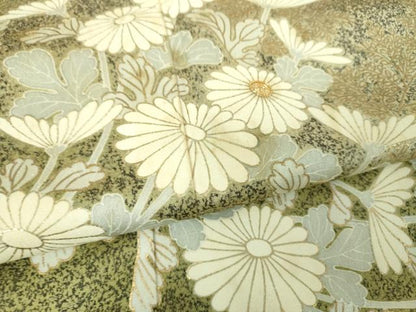 平和屋着物●訪問着　駒刺繍　菊文　たたき染め　金彩　正絹　逸品　DABG8541ps