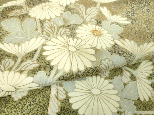 平和屋着物●訪問着　駒刺繍　菊文　たたき染め　金彩　正絹　逸品　DABG8541ps