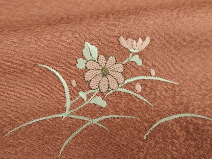 平和屋着物●中国三大刺繍　スワトウ刺繍　汕頭刺繍　訪問着　作家物　絞り　雪輪御所車花文　金彩　ロング丈　正絹　逸品　DABG8542ps